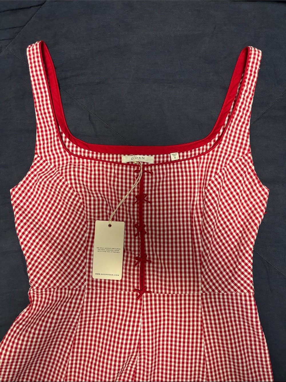 DÔEN Delaney Dress in Rouge La Maddalena Gingham, NWT - Picture 2 of 12